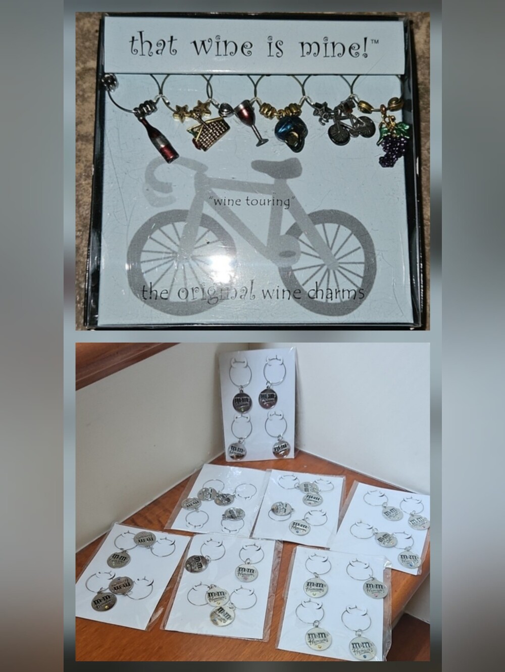 NEW! 8 Packages of mixed   "STEMWARE"/wineglass charms.
